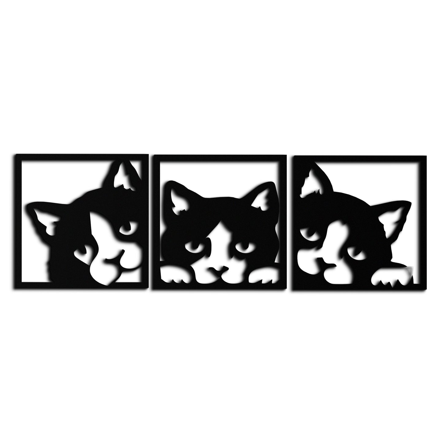Curious Cats Metal Wall Art - Modern Minimalist Feline Decor - KAF051 - Tampa Home & Garden Store