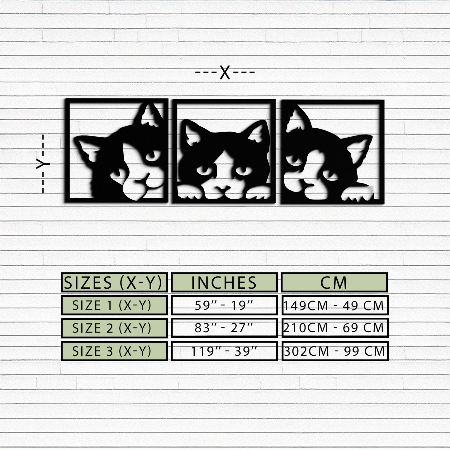 Curious Cats Metal Wall Art - Modern Minimalist Feline Decor - KAF051 - Tampa Home & Garden Store
