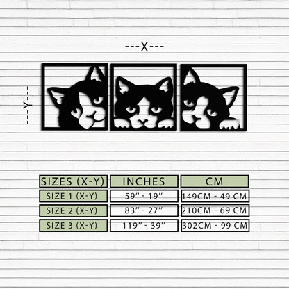 Curious Cats Metal Wall Art - Modern Minimalist Feline Decor - KAF051 - Tampa Home & Garden Store