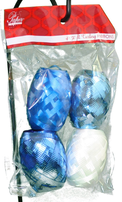 Curling Ribbon Eggs 4Pk - Blue(3)/Wht - Tampa Home & Garden Store