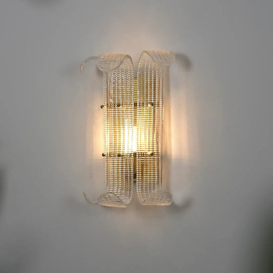 Curved Glass Drum Wall Lamp – Vintage Gold Black Grid Glass Sconce E12/E14 - Tampa Home & Garden Store