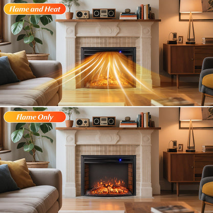 Curved Recessed Electric Fireplace Insert with Remote Control and Overheat Protection-26 Inch