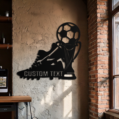 Custom Soccer Trophy and Cleat Metal Wall Art – Personalized Sports Decor for Athletes- KAF395 - Tampa Home & Garden Store