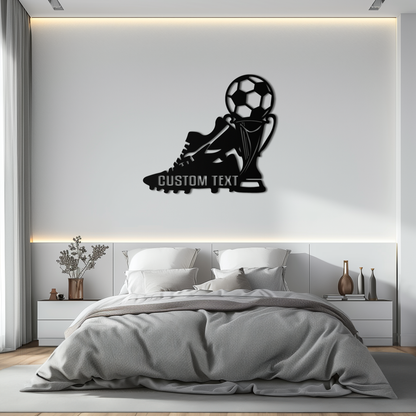 Custom Soccer Trophy and Cleat Metal Wall Art – Personalized Sports Decor for Athletes- KAF395 - Tampa Home & Garden Store