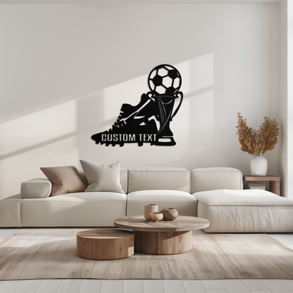Custom Soccer Trophy and Cleat Metal Wall Art – Personalized Sports Decor for Athletes- KAF395 - Tampa Home & Garden Store