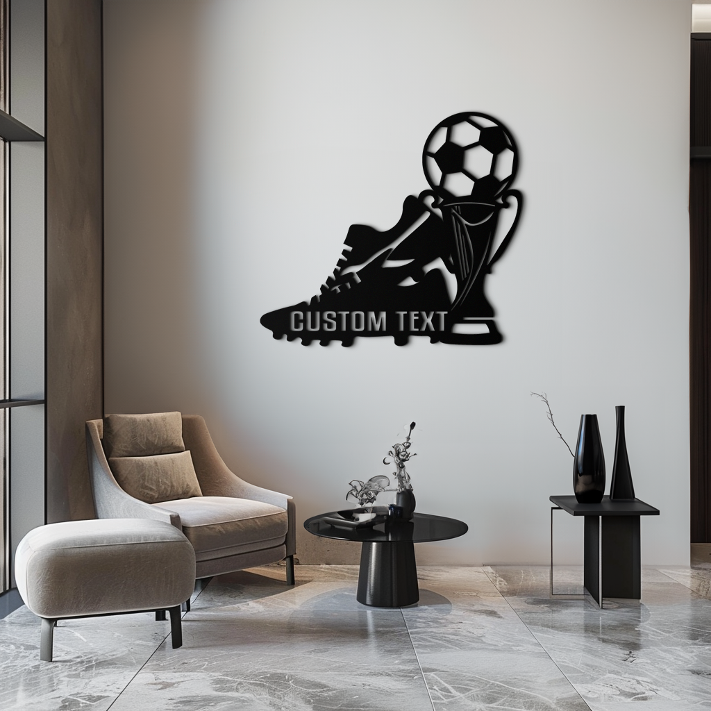 Custom Soccer Trophy and Cleat Metal Wall Art – Personalized Sports Decor for Athletes- KAF395 - Tampa Home & Garden Store