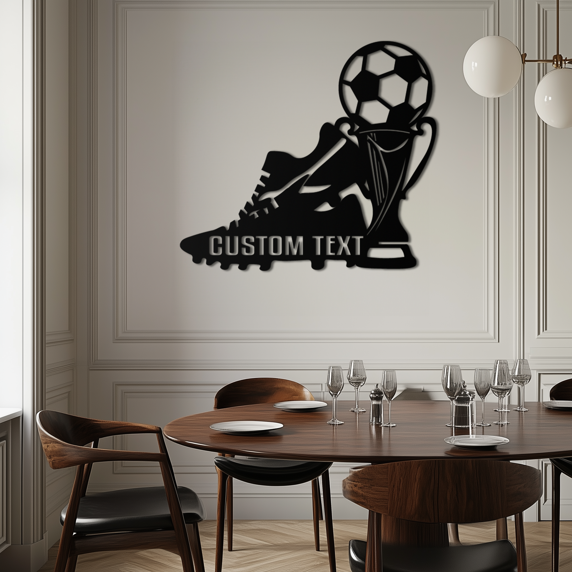 Custom Soccer Trophy and Cleat Metal Wall Art – Personalized Sports Decor for Athletes- KAF395 - Tampa Home & Garden Store