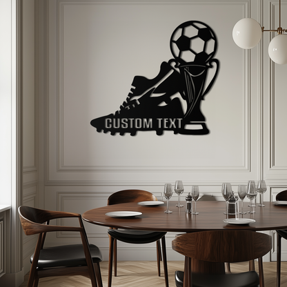Custom Soccer Trophy and Cleat Metal Wall Art – Personalized Sports Decor for Athletes- KAF395 - Tampa Home & Garden Store