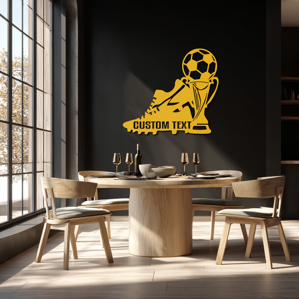 Custom Soccer Trophy and Cleat Metal Wall Art – Personalized Sports Decor for Athletes- KAF395 - Tampa Home & Garden Store