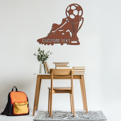 Custom Soccer Trophy and Cleat Metal Wall Art – Personalized Sports Decor for Athletes- KAF395 - Tampa Home & Garden Store