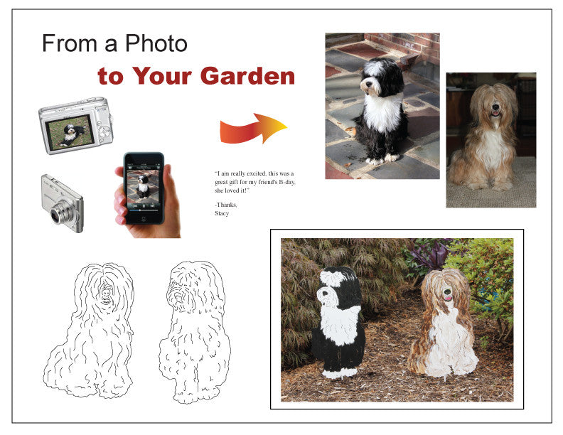 Pet Portraits from Photos Pet Garden Art by Rustica Ornamentals; custom lawn dog statues on Tampa Home & Garden Store