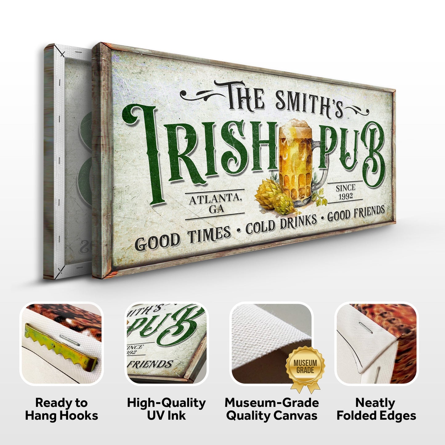 Custom Irish Pub Bar Sign II canvas by Tailored Canvases with PUB lettering and rustic look on Tampa Home & Garden Store