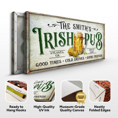 Custom Irish Pub Bar Sign II canvas by Tailored Canvases with PUB lettering and rustic look on Tampa Home & Garden Store