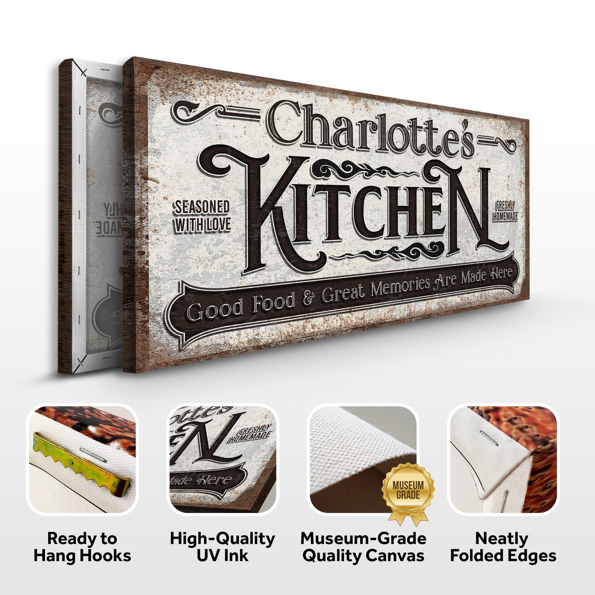 Custom Kitchen Sign II canvas crafting sign with vintage rust texture by Tailored Canvases on Tampa Home & Garden Store