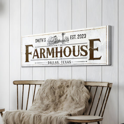 Custom Rustic Farmhouse Sign II canvas by Tailored Canvases, distressed EST 2023 Dallas on Tampa Home & Garden Store