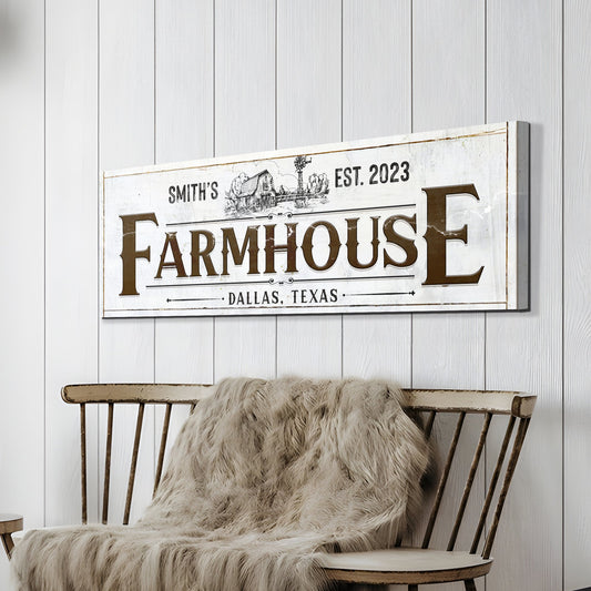 Custom Rustic Farmhouse Sign II canvas by Tailored Canvases, distressed EST 2023 Dallas on Tampa Home & Garden Store