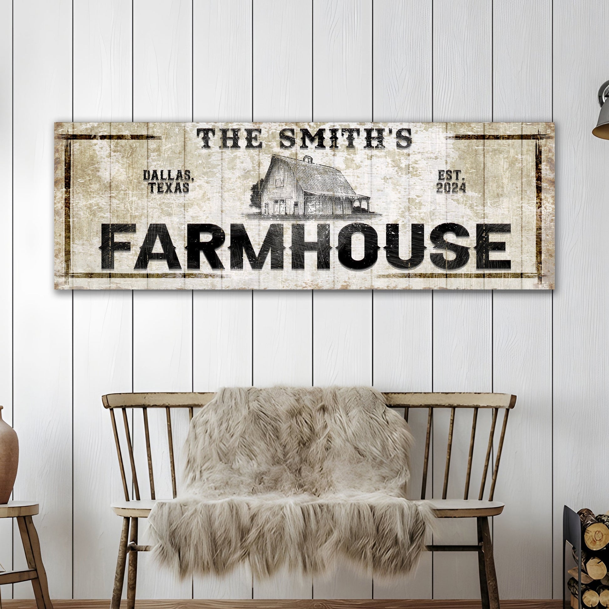 Custom Rustic Farmhouse Sign canvas by Tailored Canvases with weathered finish on Tampa Home & Garden Store