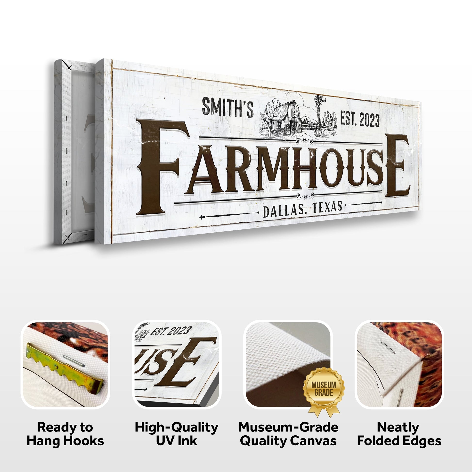 Custom Rustic Farmhouse Sign II canvas; white wood and vintage lettering Tailored Canvases on Tampa Home & Garden Store