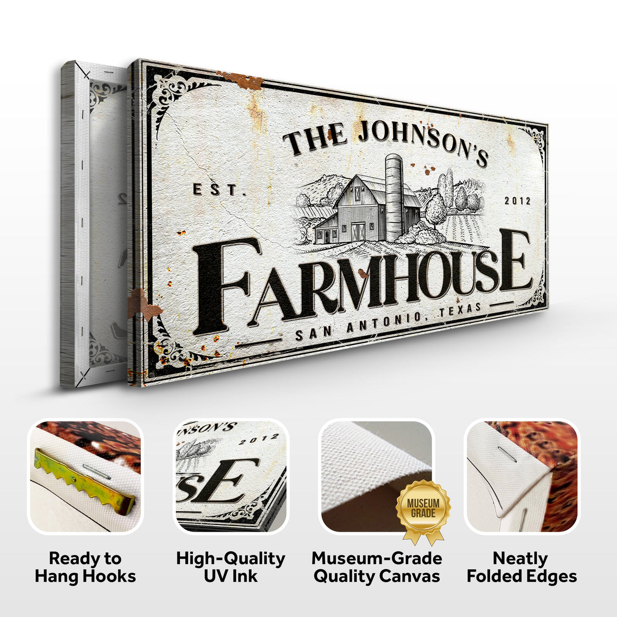Custom Rustic Farmhouse Sign III crafting canvas by Tailored Canvases with sign design on Tampa Home & Garden Store