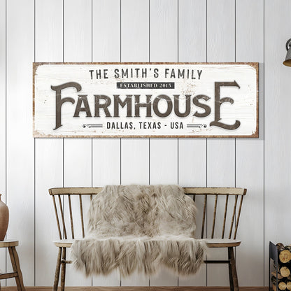 Custom Vintage Rust Farmhouse Sign II canvas by Tailored Canvases with distressed white panel on Tampa Home & Garden Store