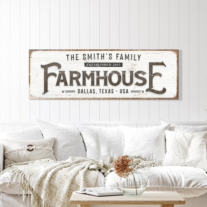 Custom Vintage Rust Farmhouse Sign II canvas crafting sign by Tailored Canvases in rustic white with distressed edges on Tampa Home & Garden Store