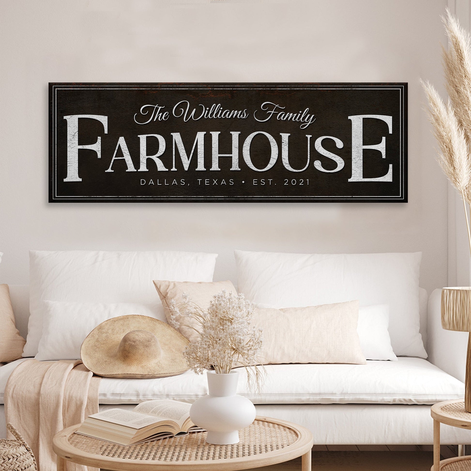 Custom Vintage Rust Farmhouse Sign III canvas by Tailored Canvases, black with white text on Tampa Home & Garden Store