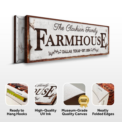 Custom Vintage Rust Farmhouse Sign canvas by Tailored Canvases with rust frame on Tampa Home & Garden Store