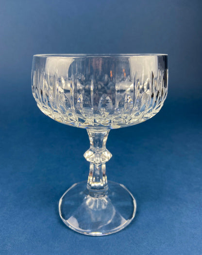 Cut Crystal Champagne Glasses. Geometrical Motif. Set of 7 Stemware. Incredible Shimmer & Ping. Wedding Gift. Housewarming Celebration. - Tampa Home & Garden Store