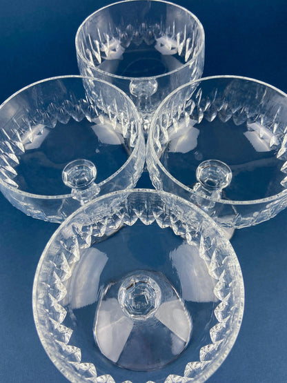 Cut Crystal Champagne Glasses. Geometrical Motif. Set of 7 Stemware. Incredible Shimmer & Ping. Wedding Gift. Housewarming Celebration. - Tampa Home & Garden Store