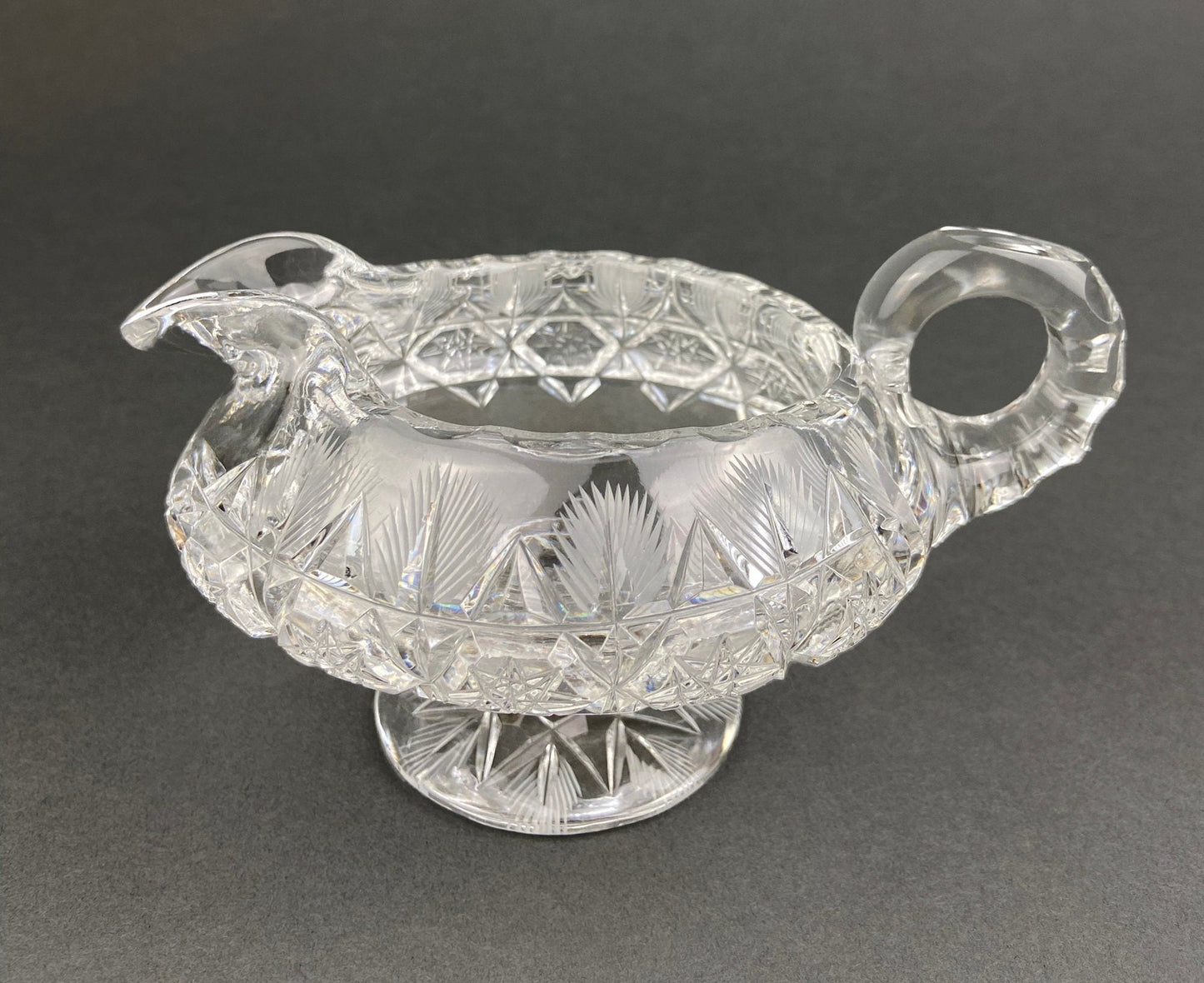 Cut Crystal Creamer and Sugar Bowls: Feather Cut Pattern, Set of Two - Tampa Home & Garden Store