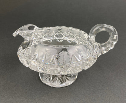 Cut Crystal Creamer and Sugar Bowls: Feather Cut Pattern, Set of Two - Tampa Home & Garden Store