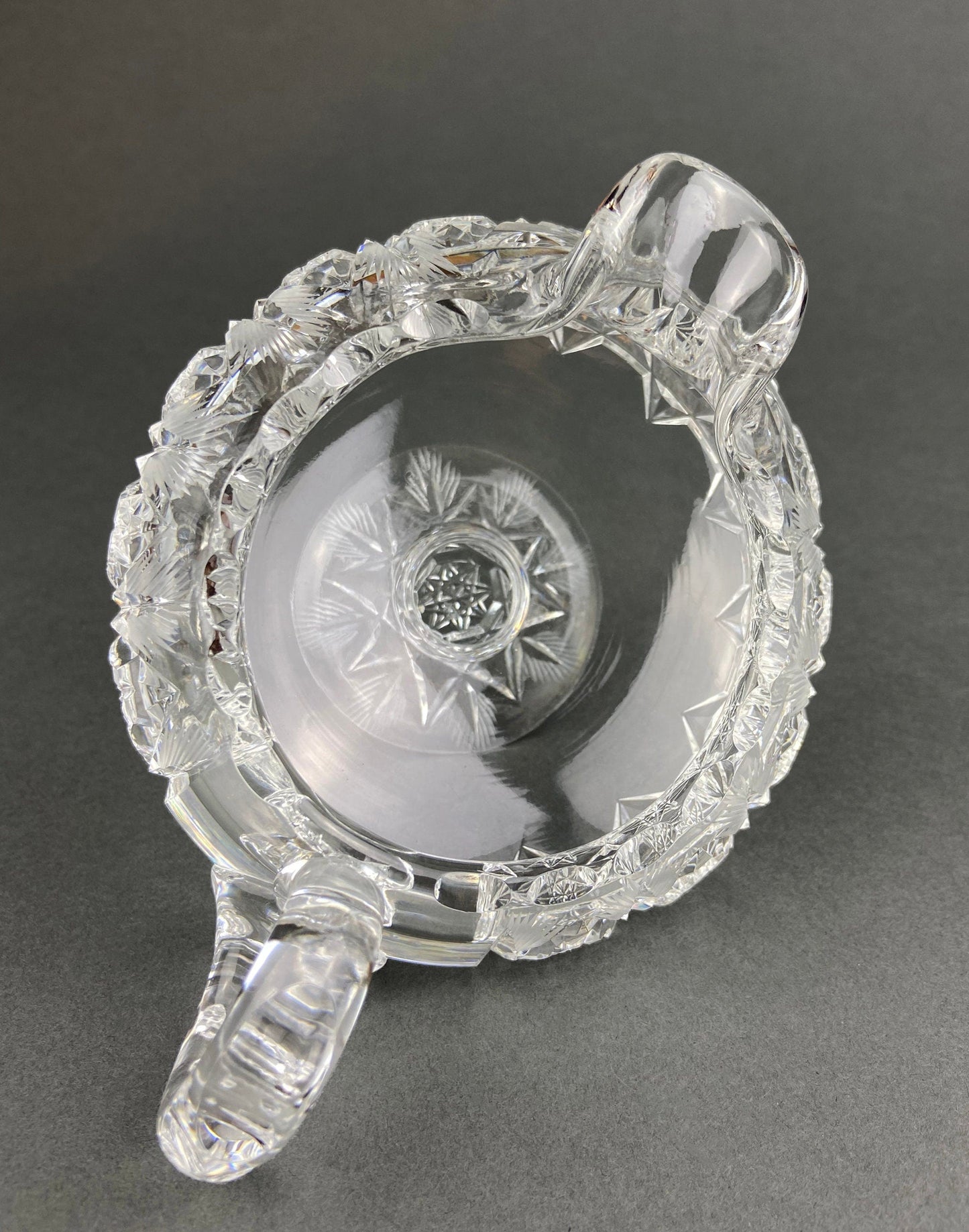 Cut Crystal Creamer and Sugar Bowls: Feather Cut Pattern, Set of Two - Tampa Home & Garden Store