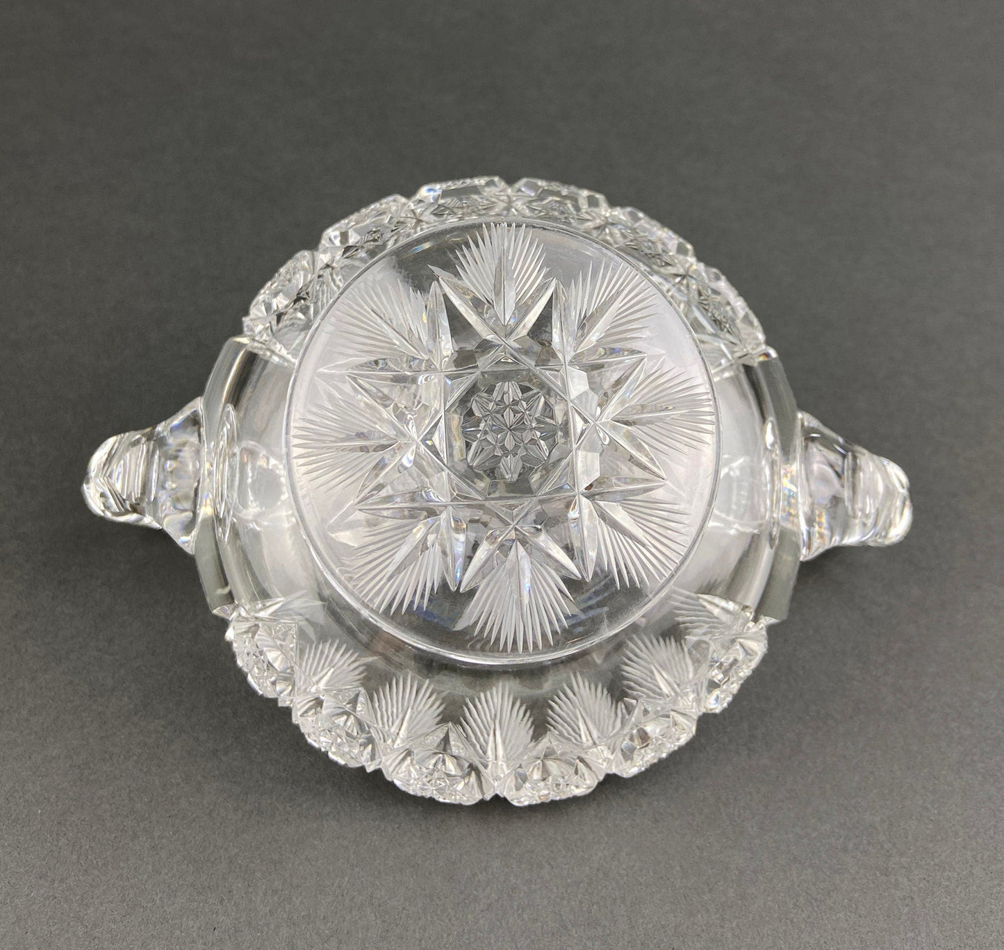 Cut Crystal Creamer and Sugar Bowls: Feather Cut Pattern, Set of Two - Tampa Home & Garden Store