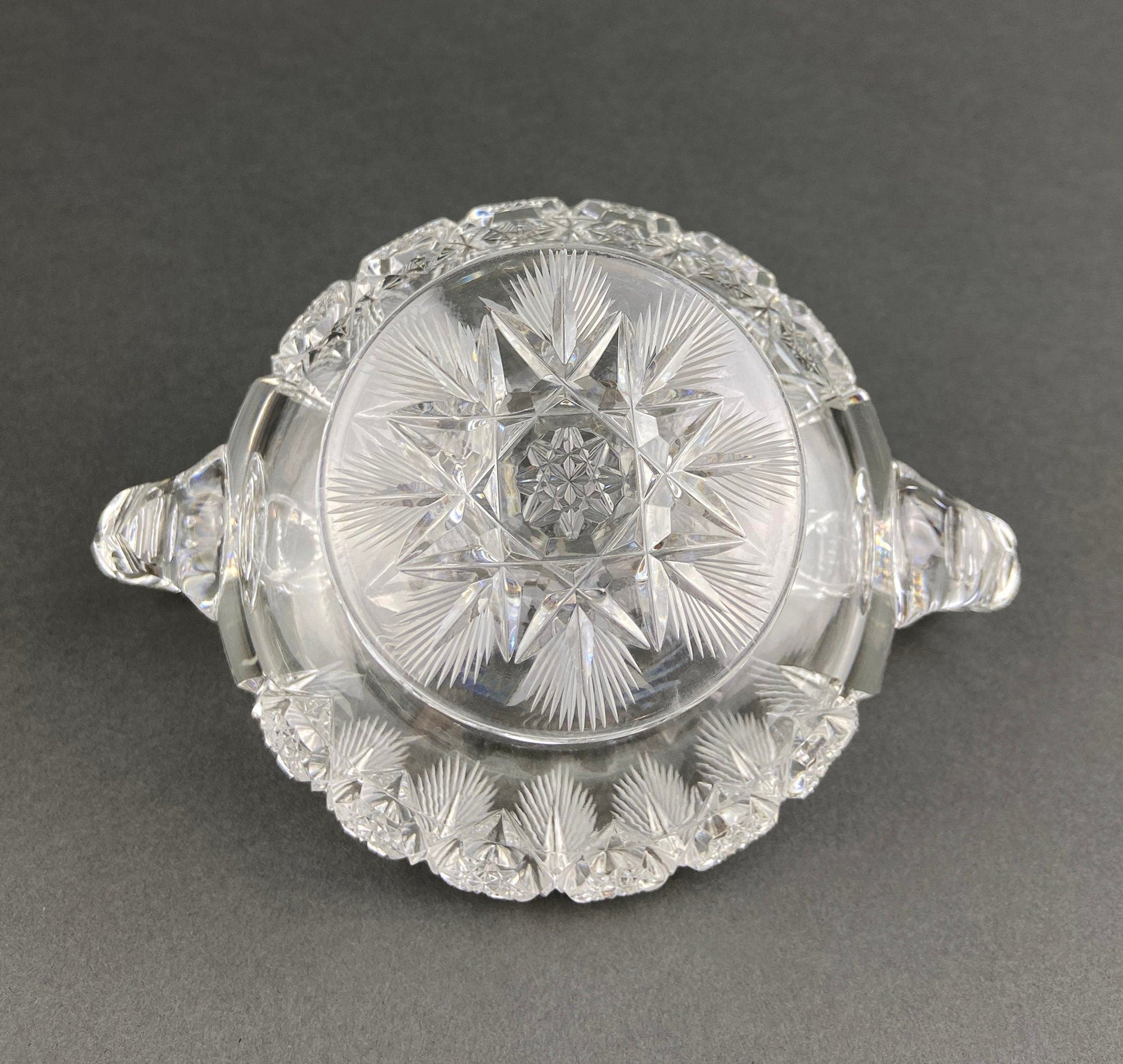 Cut Crystal Creamer and Sugar Bowls: Feather Cut Pattern, Set of Two - Tampa Home & Garden Store