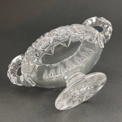 Cut Crystal Creamer and Sugar Bowls: Feather Cut Pattern, Set of Two - Tampa Home & Garden Store