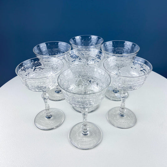 Cut Crystal Vintage Champagne Glasses. Set of 8 Stemware. Dining Room Table Decor. Gift for Him Her. New Year's Eve Celebration. Toasting. - Tampa Home & Garden Store