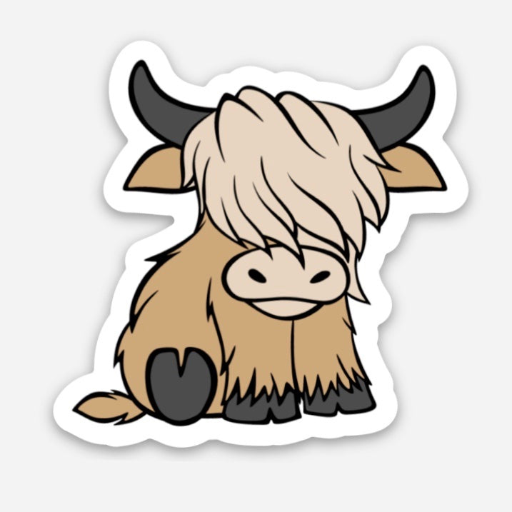 Cute Blond Highland Coo 2" Sticker - Tampa Home & Garden Store