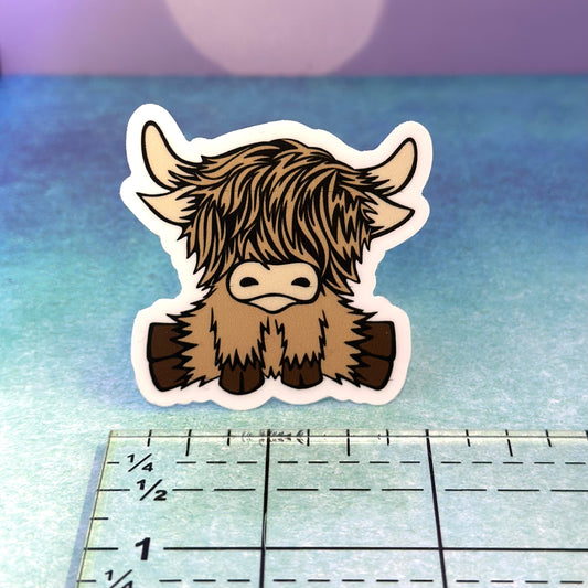 Cute Brunette Highland Coo 2" Sticker - Tampa Home & Garden Store