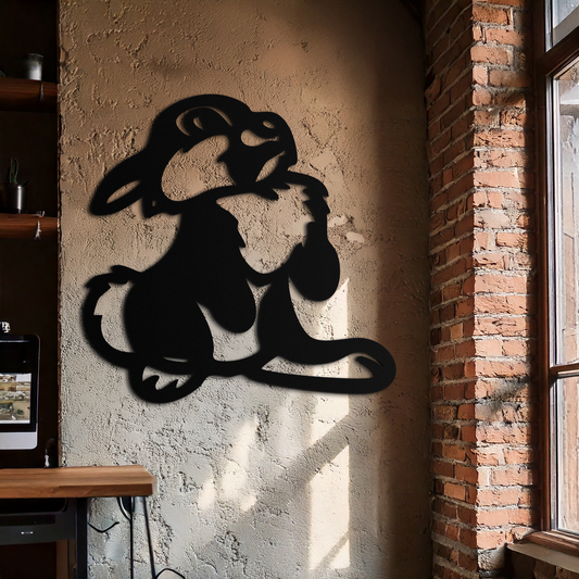 Cute Cartoon Bunny Metal Wall Art – Adorable Black Nursery Decor for Kids Room- KAF550 - Tampa Home & Garden Store