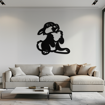 Cute Cartoon Bunny Metal Wall Art – Adorable Black Nursery Decor for Kids Room- KAF550 - Tampa Home & Garden Store