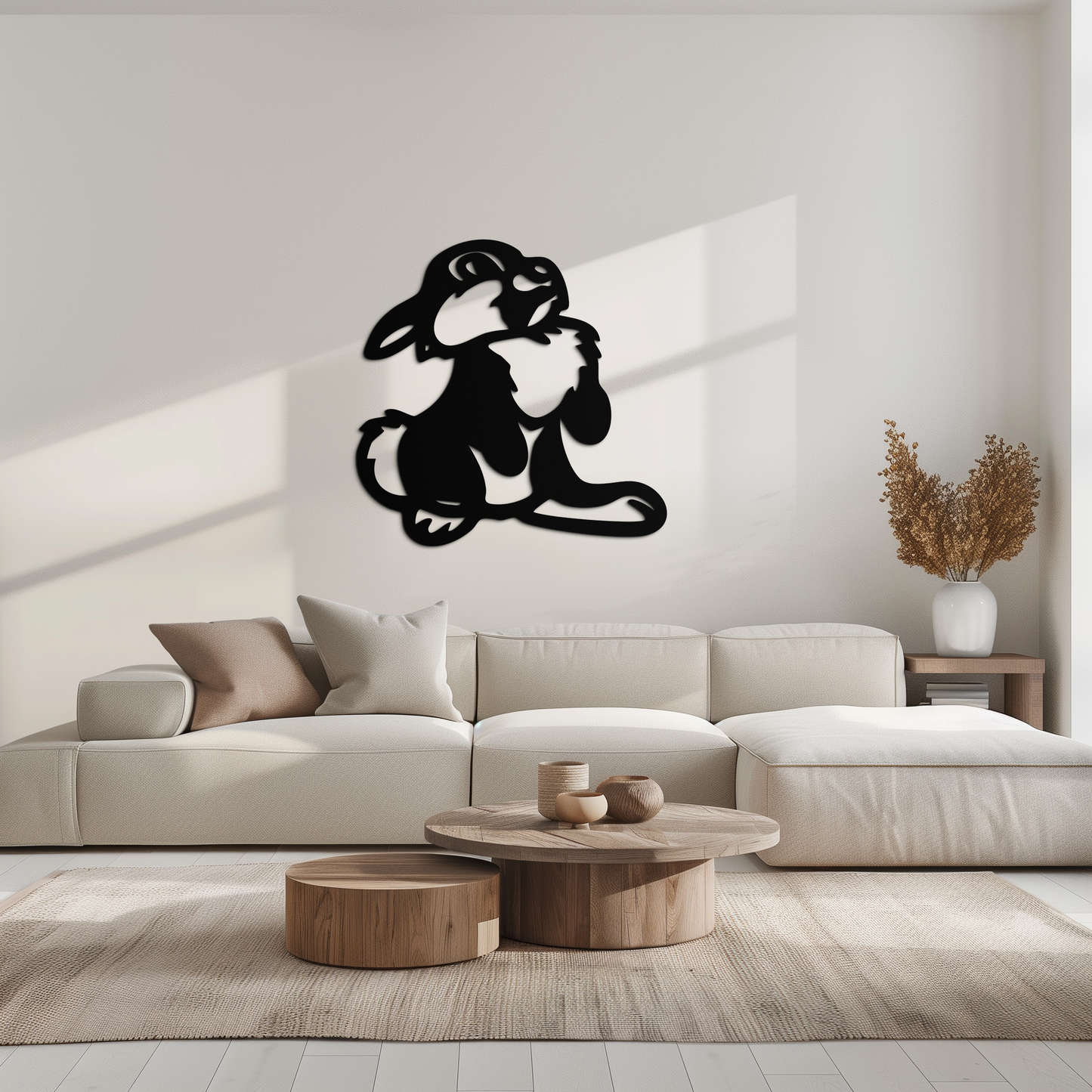 Cute Cartoon Bunny Metal Wall Art – Adorable Black Nursery Decor for Kids Room- KAF550 - Tampa Home & Garden Store