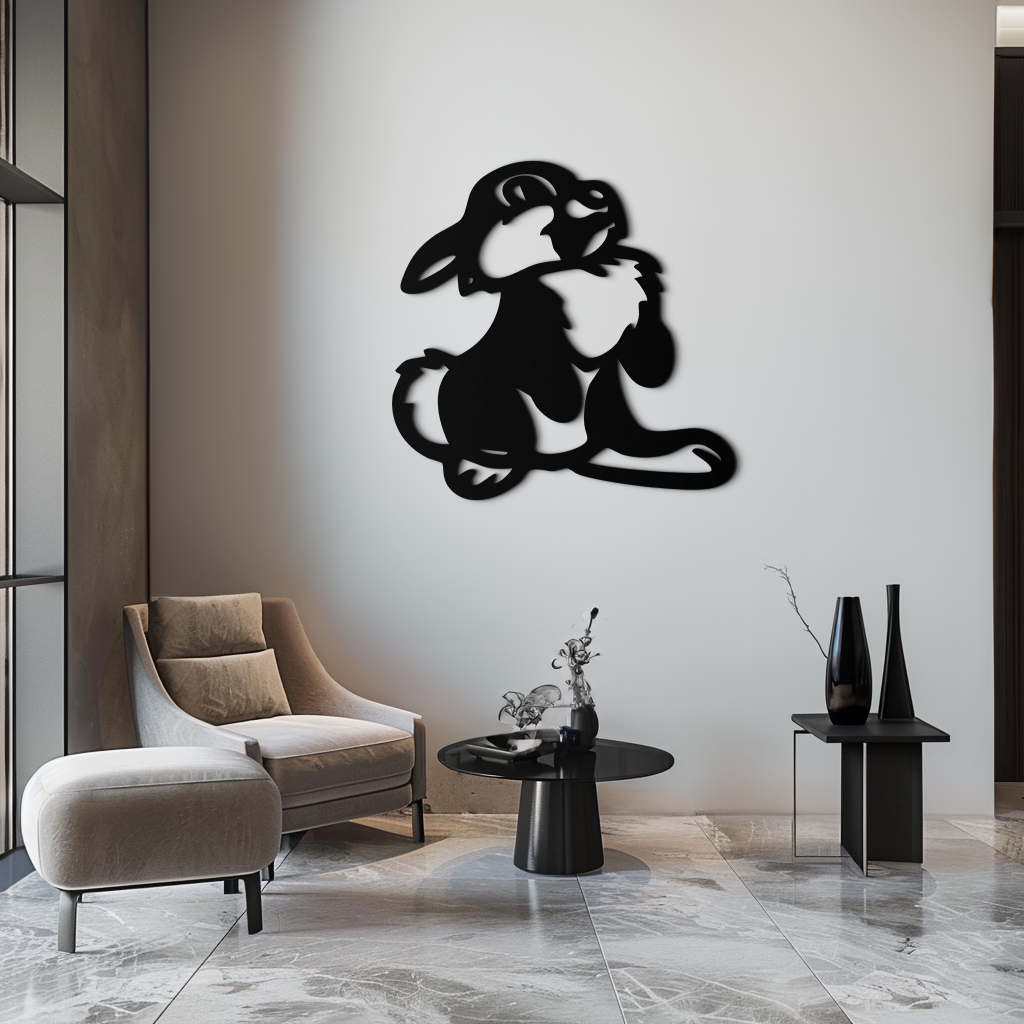 Cute Cartoon Bunny Metal Wall Art – Adorable Black Nursery Decor for Kids Room- KAF550 - Tampa Home & Garden Store