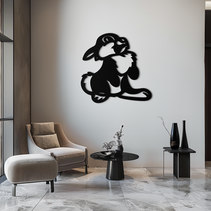 Cute Cartoon Bunny Metal Wall Art – Adorable Black Nursery Decor for Kids Room- KAF550 - Tampa Home & Garden Store