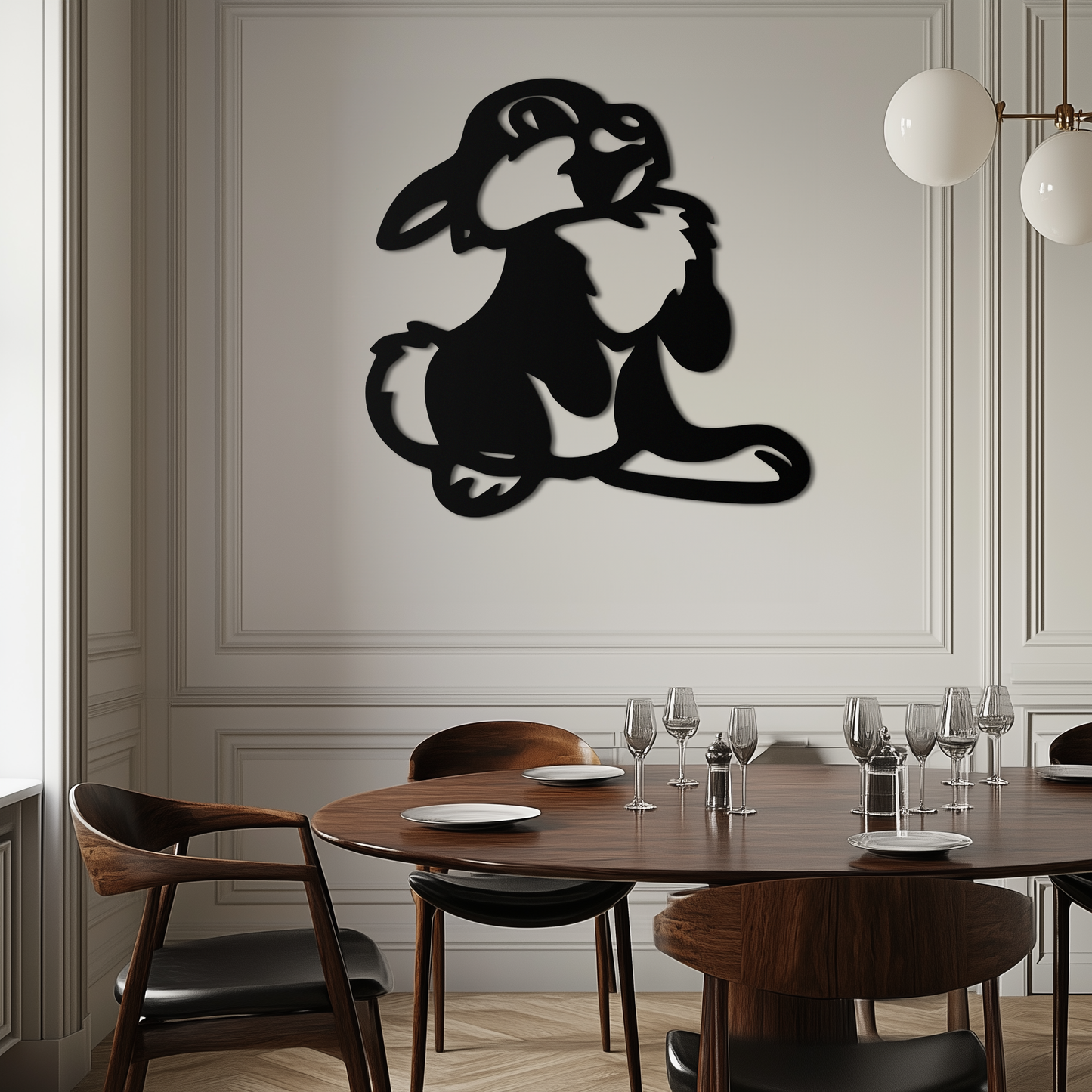Cute Cartoon Bunny Metal Wall Art – Adorable Black Nursery Decor for Kids Room- KAF550 - Tampa Home & Garden Store