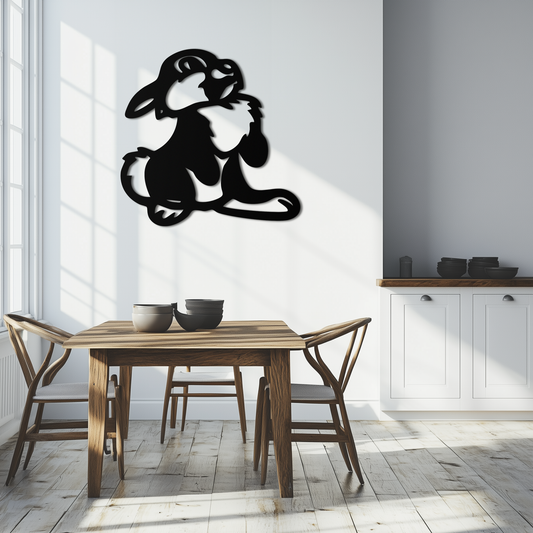 Cute Cartoon Bunny Metal Wall Art – Adorable Black Nursery Decor for Kids Room- KAF550 - Tampa Home & Garden Store