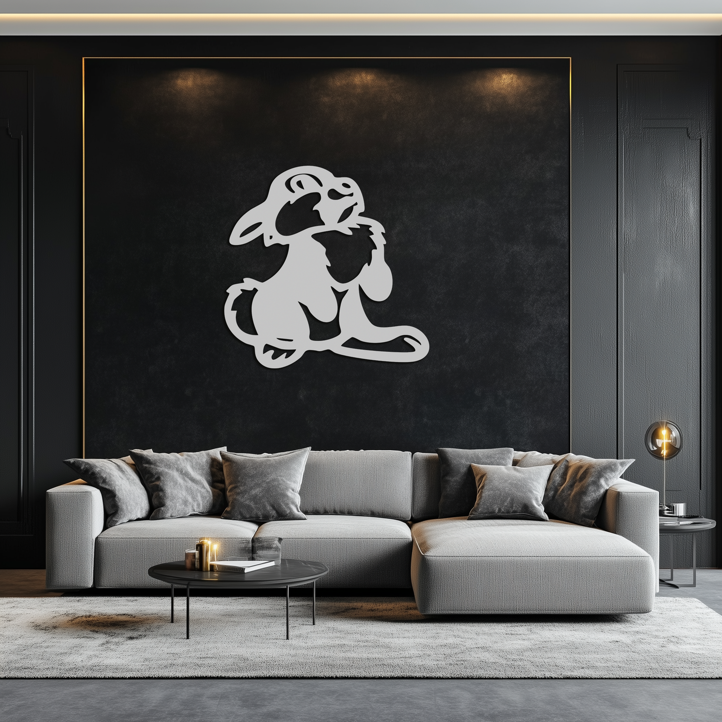 Cute Cartoon Bunny Metal Wall Art – Adorable Black Nursery Decor for Kids Room- KAF550 - Tampa Home & Garden Store