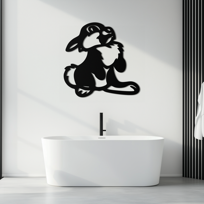 Cute Cartoon Bunny Metal Wall Art – Adorable Black Nursery Decor for Kids Room- KAF550 - Tampa Home & Garden Store