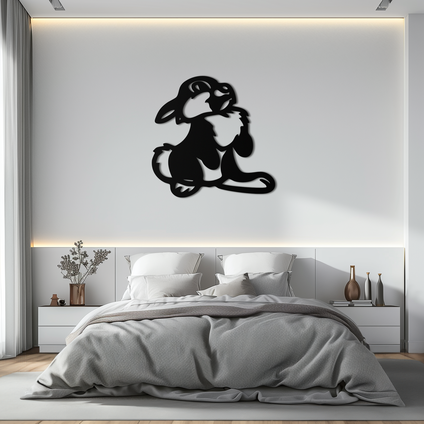 Cute Cartoon Bunny Metal Wall Art – Adorable Black Nursery Decor for Kids Room- KAF550 - Tampa Home & Garden Store