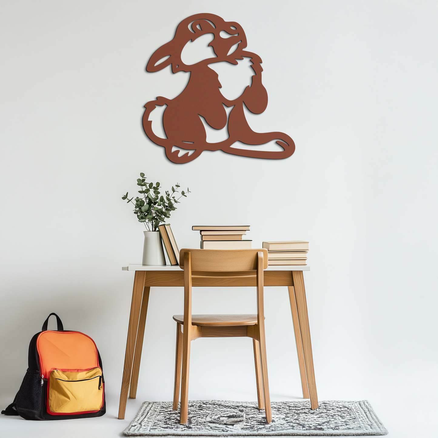Cute Cartoon Bunny Metal Wall Art – Adorable Black Nursery Decor for Kids Room- KAF550 - Tampa Home & Garden Store