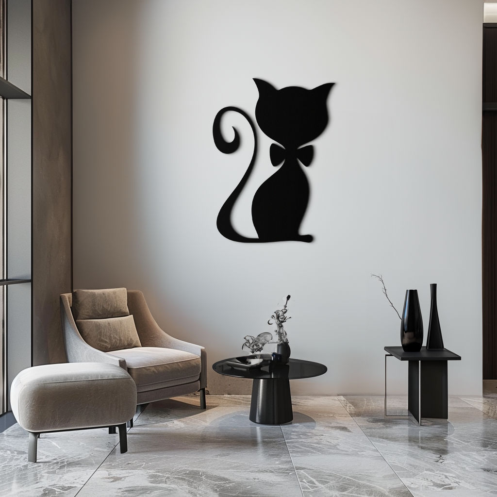 Cute Cat Metal Wall Art – Minimalist Feline Decor - KAF268 - Tampa Home & Garden Store